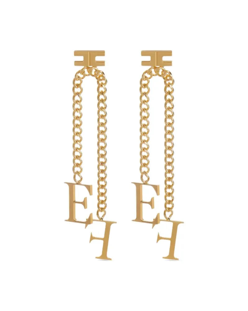Elisabetta Franchi Ohrringe mit Logo-Anhänger - Gold Gold