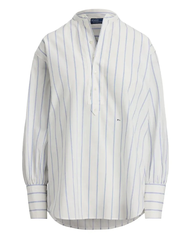 Ralph Lauren Gestreifte Bluse ohne Kragen - Nude Nude
