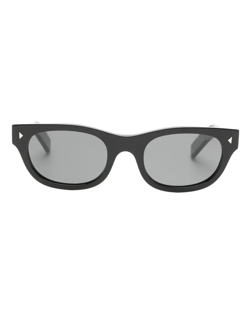 Prada Eckige Sonnenbrille mit Logo-Schild - Schwarz Schwarz