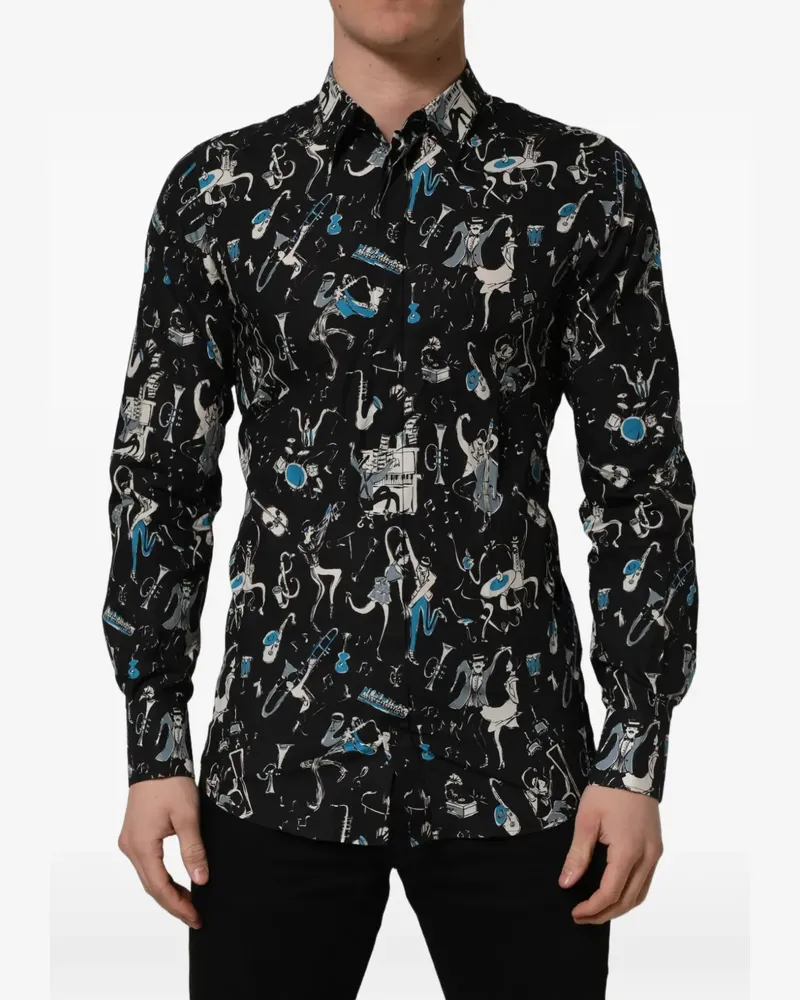 Dolce & Gabbana Jazz Club Gold Hemd - Schwarz Schwarz