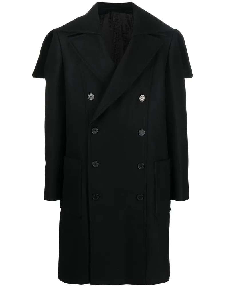 Balmain Doppelreihiger Mantel - Schwarz Schwarz