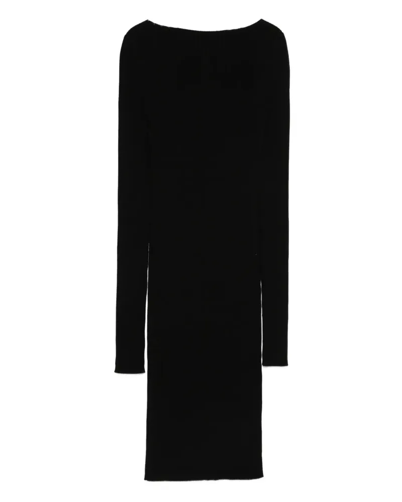 Rick Owens Geripptes Keid mit U-Boot-Ausschnitt - Schwarz Schwarz
