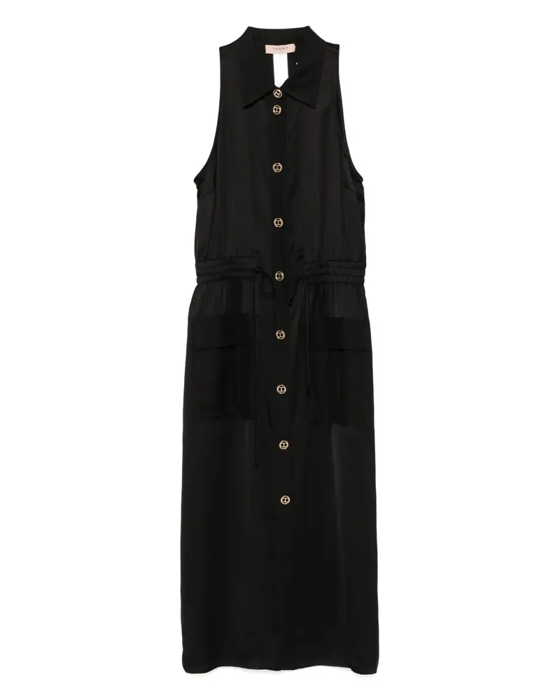 Twin-Set Midikleid mit Logo-Gravur - Schwarz Schwarz