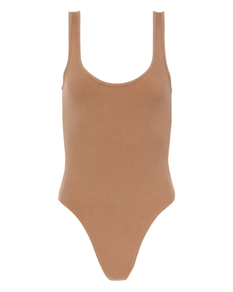 L'Agence Nica scoop-neck ribbed-tank bodysuit - Nude Nude