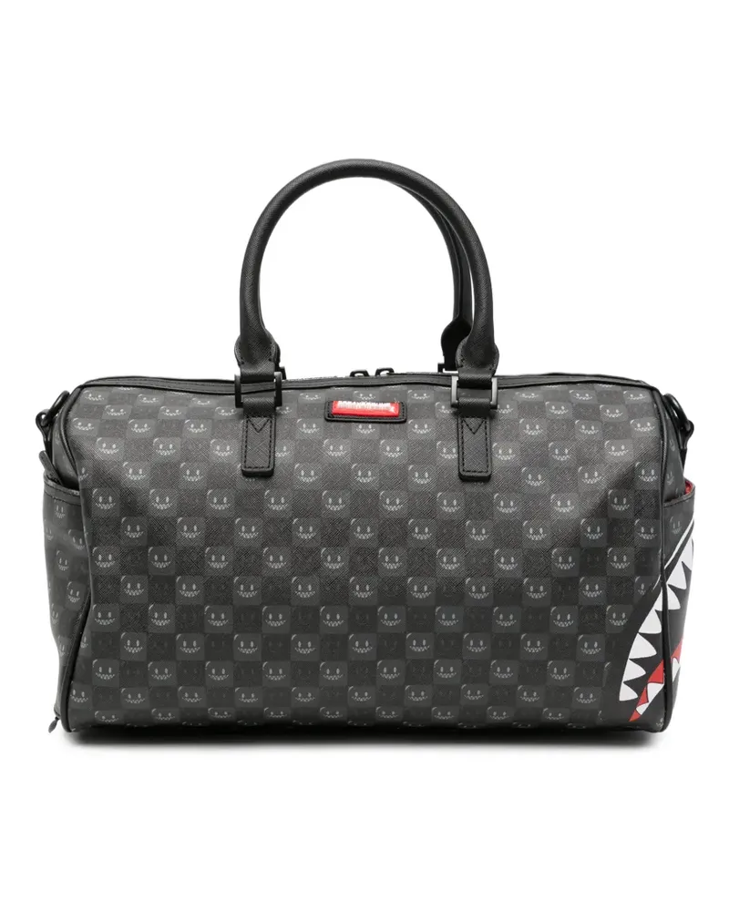 Sprayground Tote Bag mit Karomuster und Hai-Motiv - Schwarz Schwarz