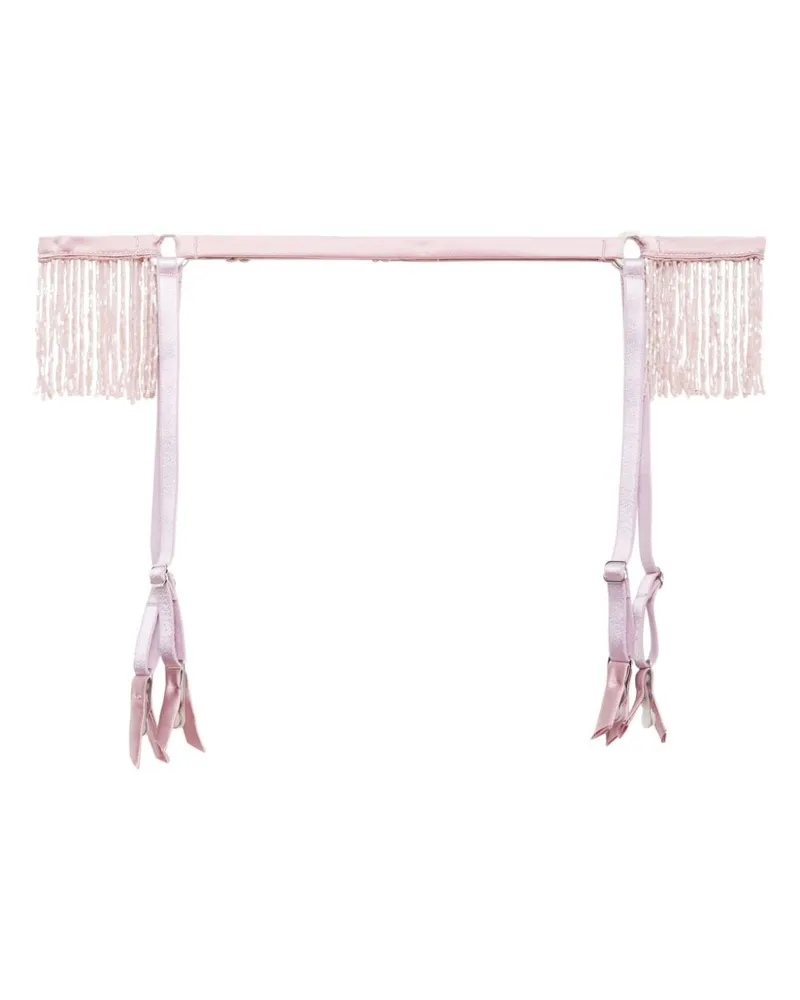 Fleur Du Mal Strumpfhalter mit Perlenfransen - Rosa Rosa