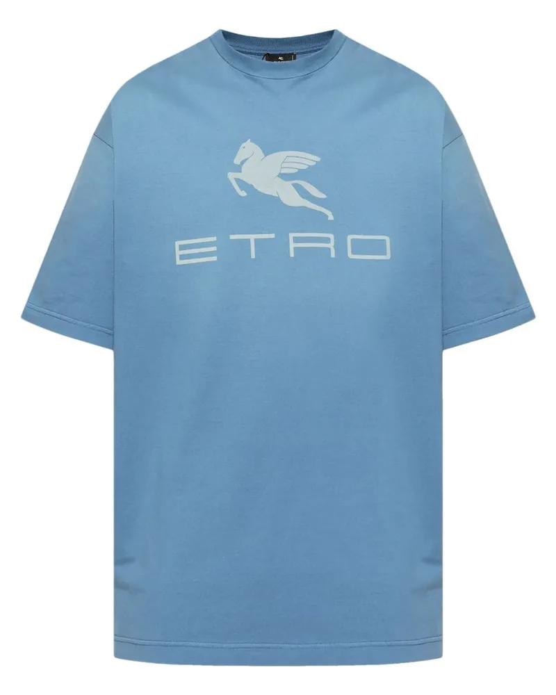 Etro T-Shirt mit Logo-Print - Blau Blau