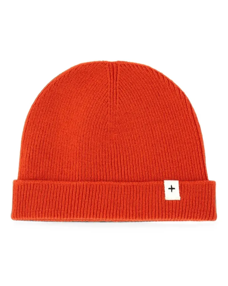 Jil Sander logo-patch ribbed beanie - Orange Orange