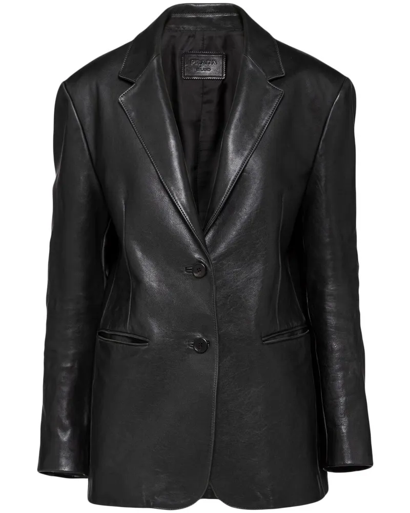 Prada Einreihiger Lederblazer - Schwarz Schwarz