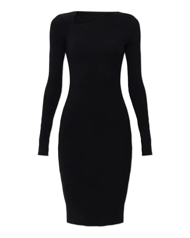 Maison Margiela asymmetric-neck long-sleeve midi dress - Schwarz Schwarz