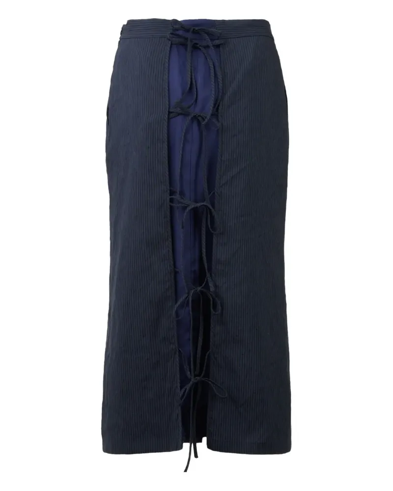 pushBUTTON pinstripe tie-detail skirt - Blau Blau
