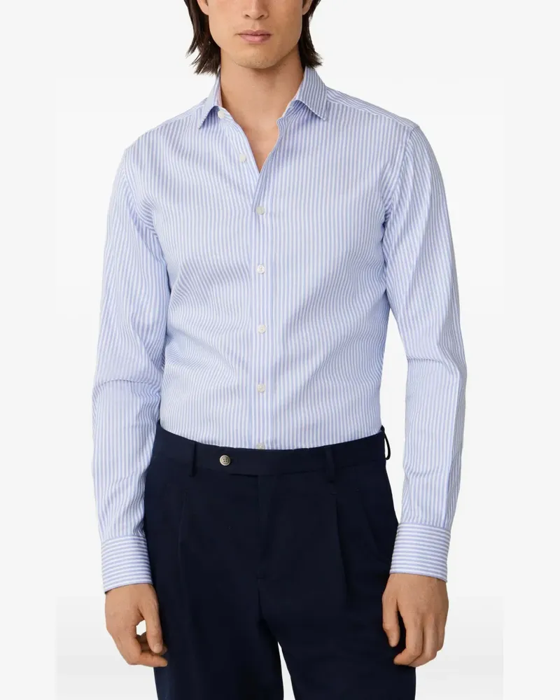 Hackett Gestreiftes Bengal Kent Hemd - Blau Blau