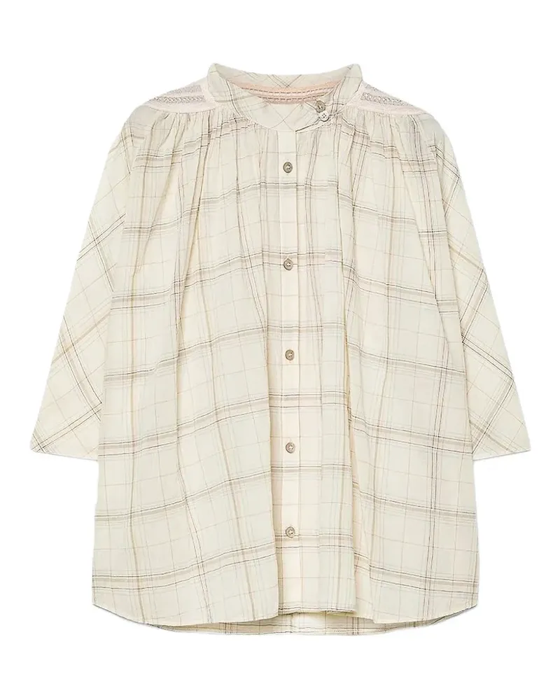 forte_forte tartan-pattern macrame-embroidered shirt - Weiß Weiß