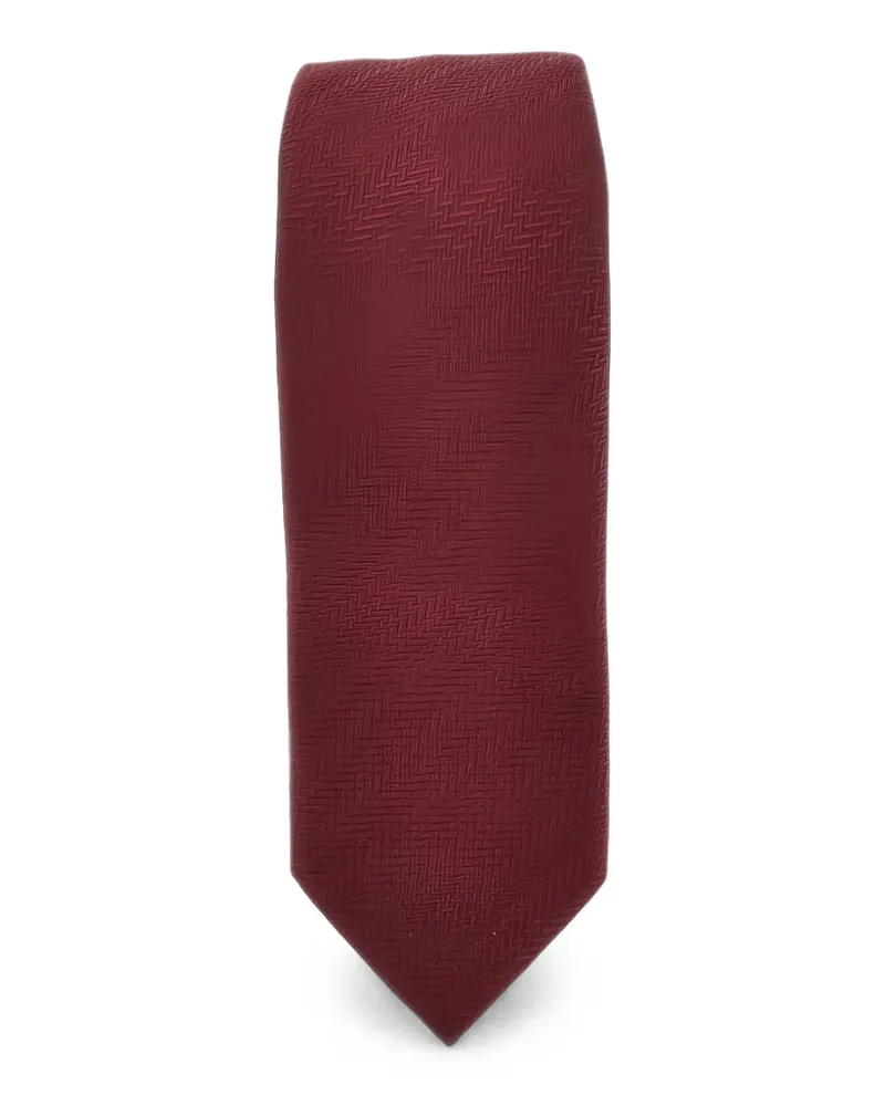 Emporio Armani herringbone-weave silk tie - Braun Braun