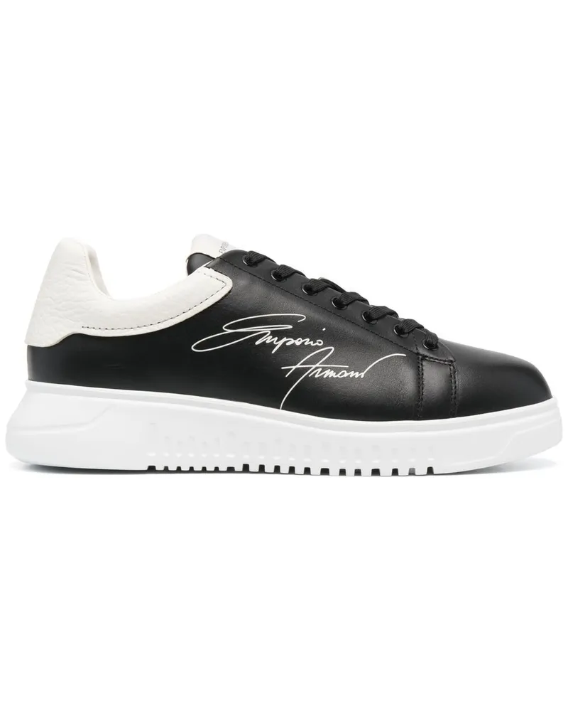 Emporio Armani Sneakers mit Logo-Print - Schwarz Schwarz