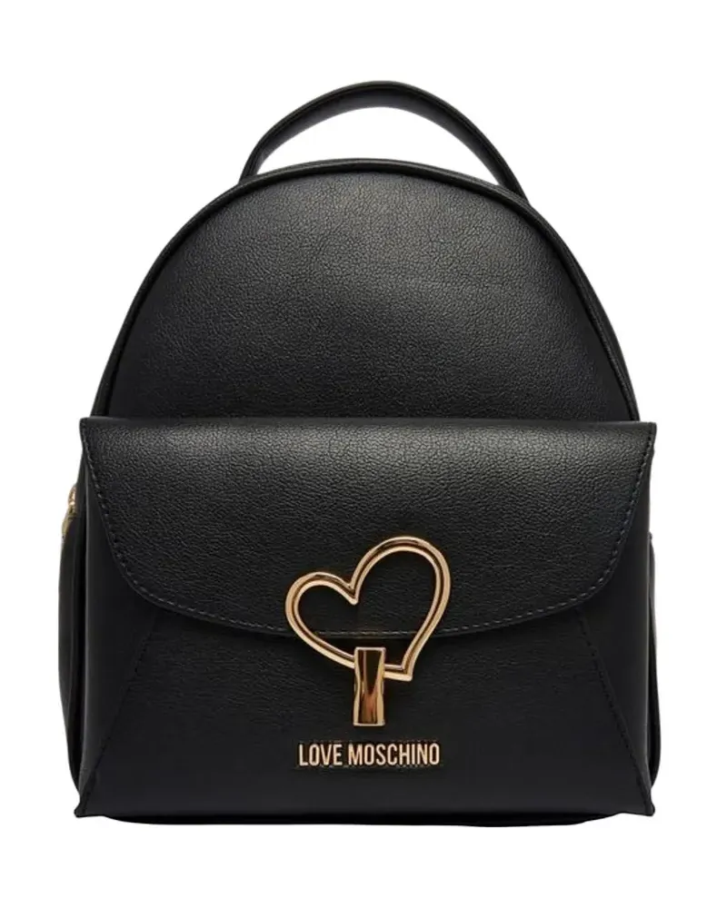 Moschino heart-plaque grained backpack - Schwarz Schwarz
