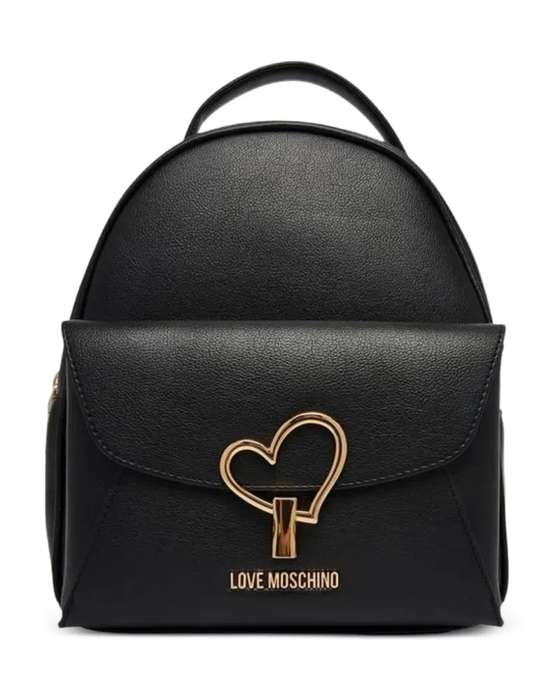 Moschino heart-plaque grained backpack - Schwarz Schwarz