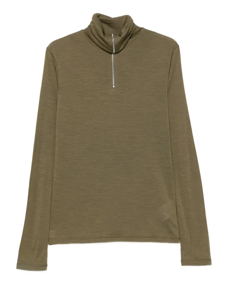 Jil Sander Langarmshirt mit Reißverschluss-Ausschnitt - Grün Grün