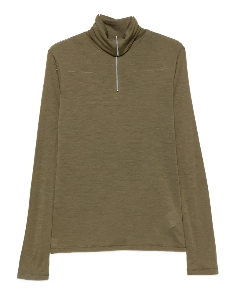 Jil Sander zip-neck long-sleeve T-shirt - Grün Grün