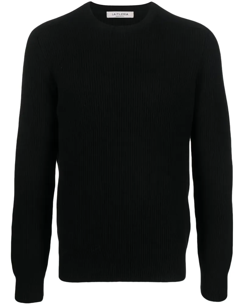La Fileria Gerippter Strickpullover - Schwarz Schwarz