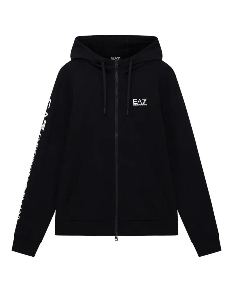 EA7 Kapuzenjacke mit Logo - Schwarz Schwarz