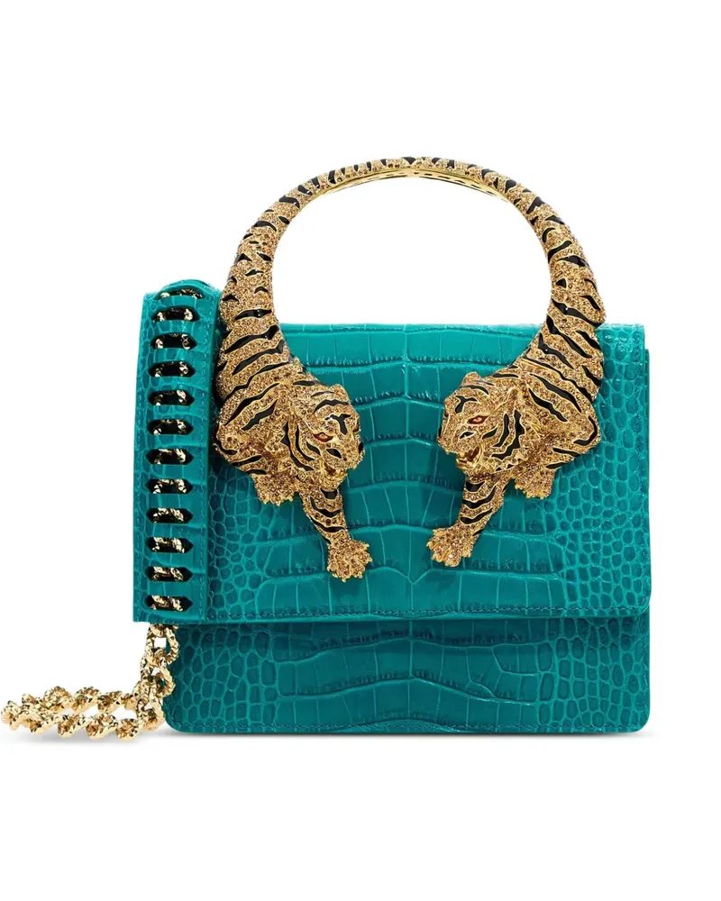 Roberto Cavalli Mini-Tasche mit Kroko-Effekt - Blau Blau