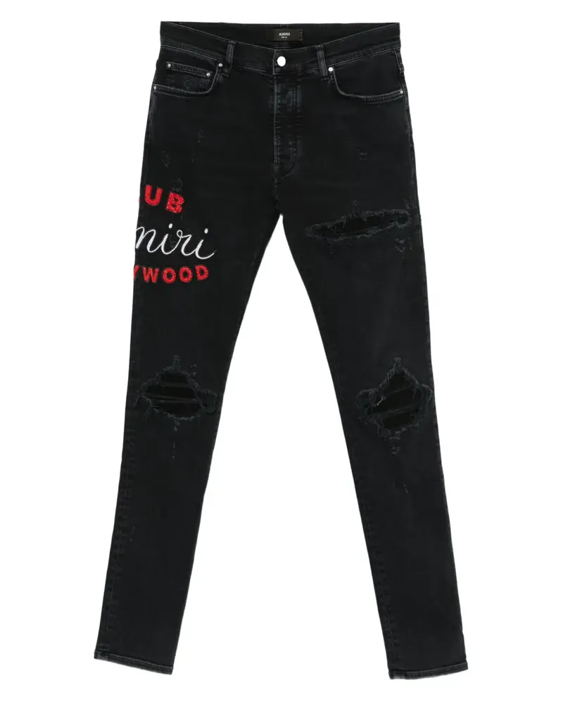 Amiri Bestickte Jeans im Distressed-Look - Schwarz Schwarz