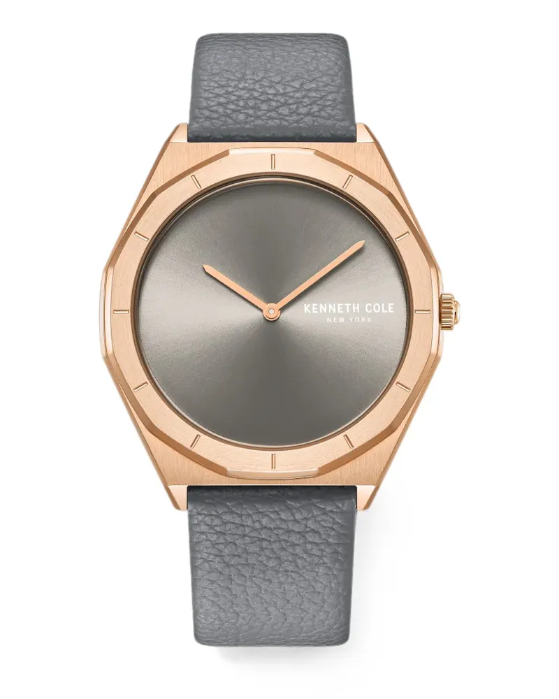 Kenneth Cole Classic Armbanduhr mit Lederarmband 41mm - Grau Grau