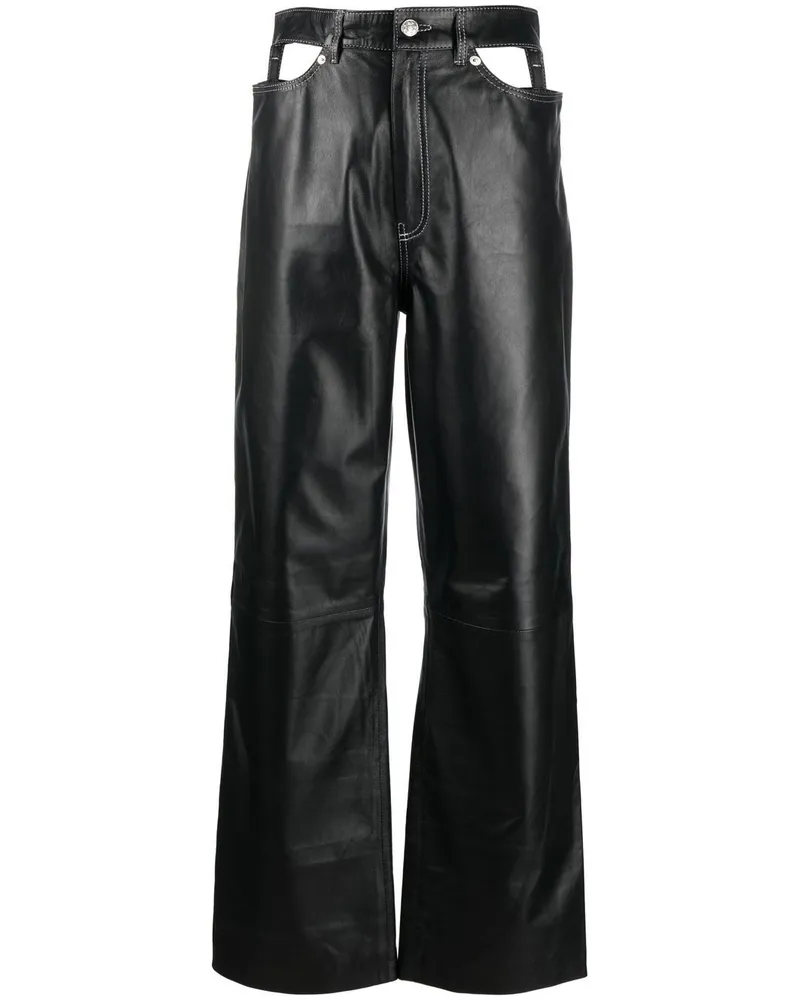 Manokhi Lederhose mit Cut-Outs Schwarz