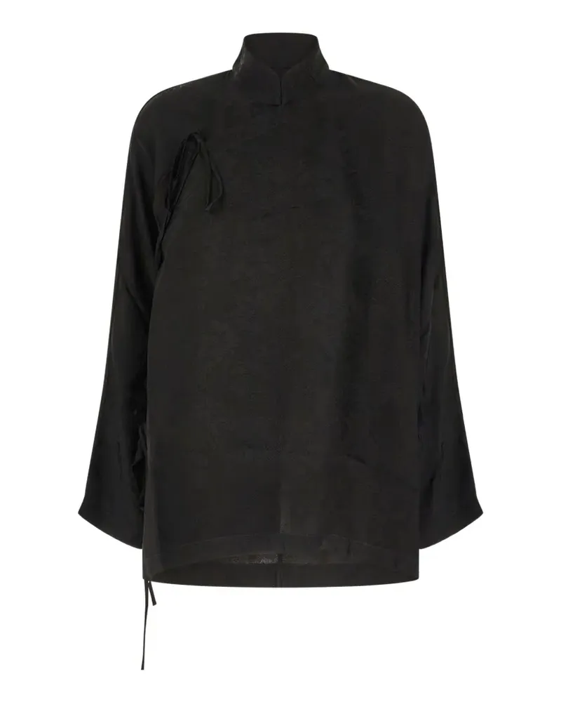 Uma Wang Jacquard-Oberteil mit Schleifenverschluss - Schwarz Schwarz