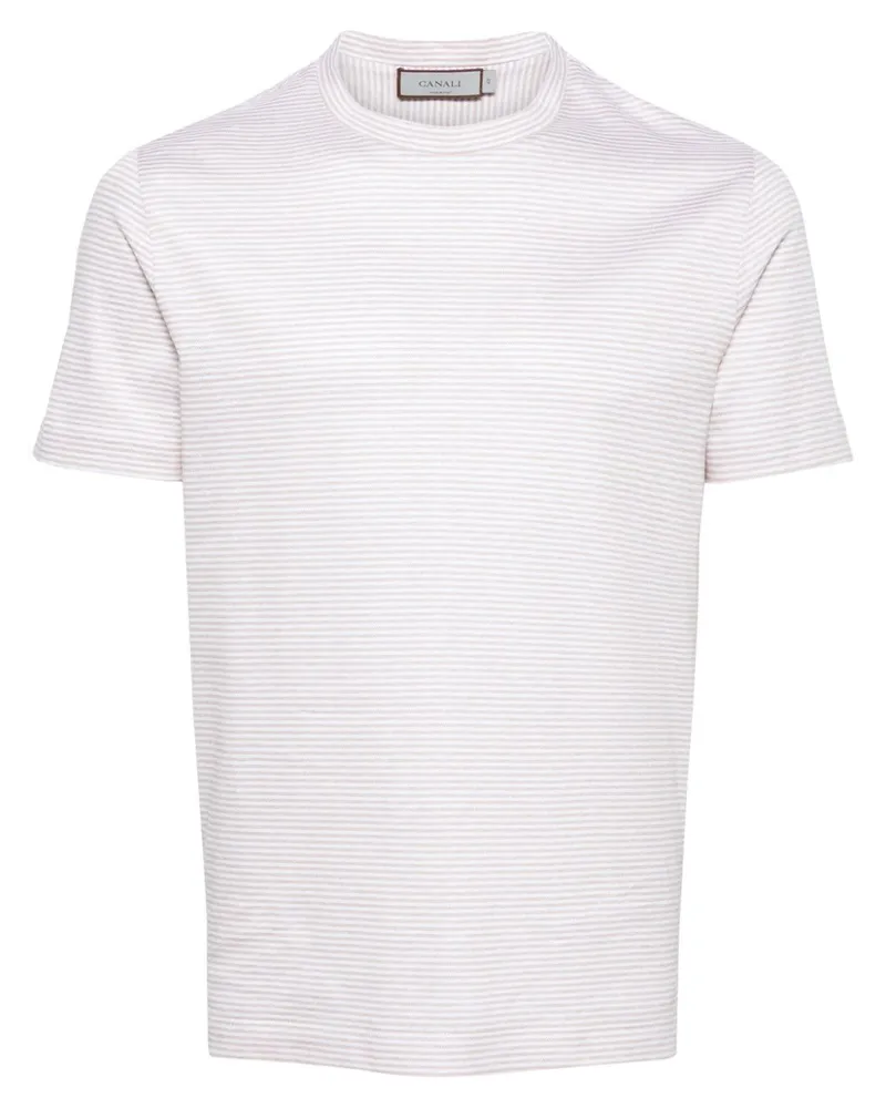 Canali Gestreiftes T-Shirt - Nude Nude
