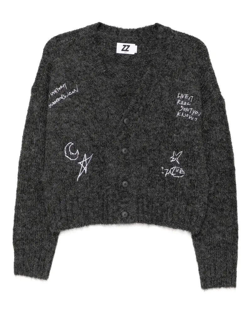 Izzue Bestickter Cardigan - Grau Grau
