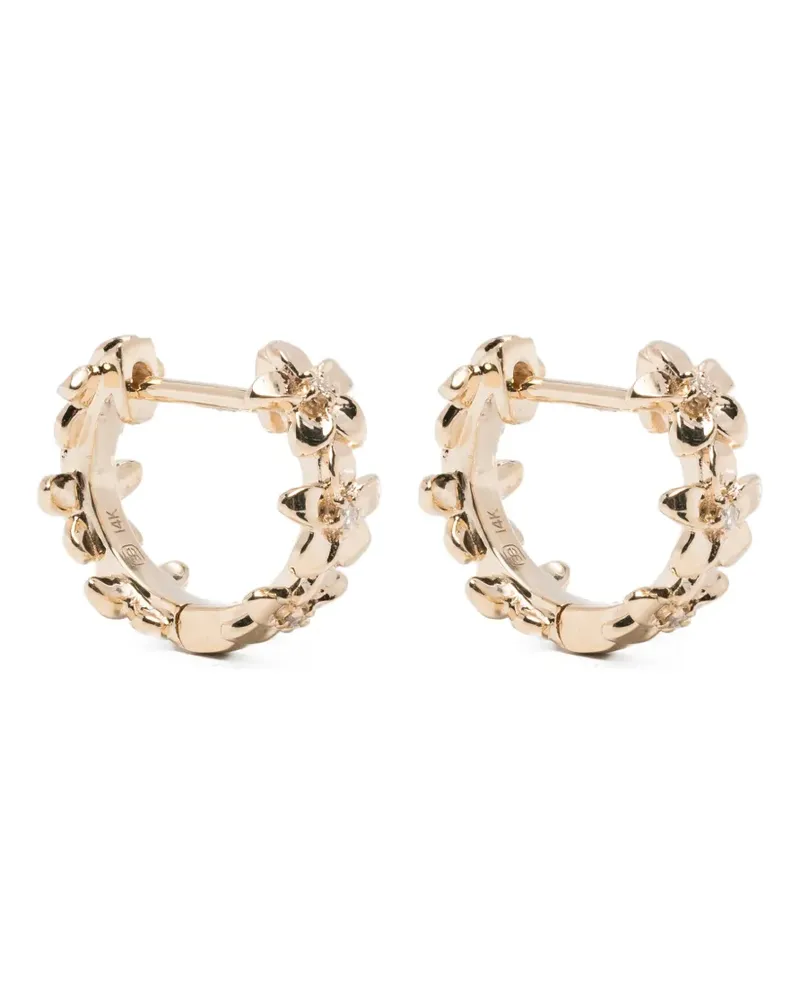 Sydney Evan Mini Plumeria Creolen mit Diamanten - Gold Gold