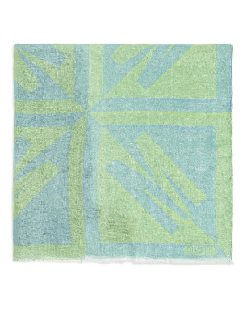 Moschino Leinenschal mit geometrischem Print - Blau Blau