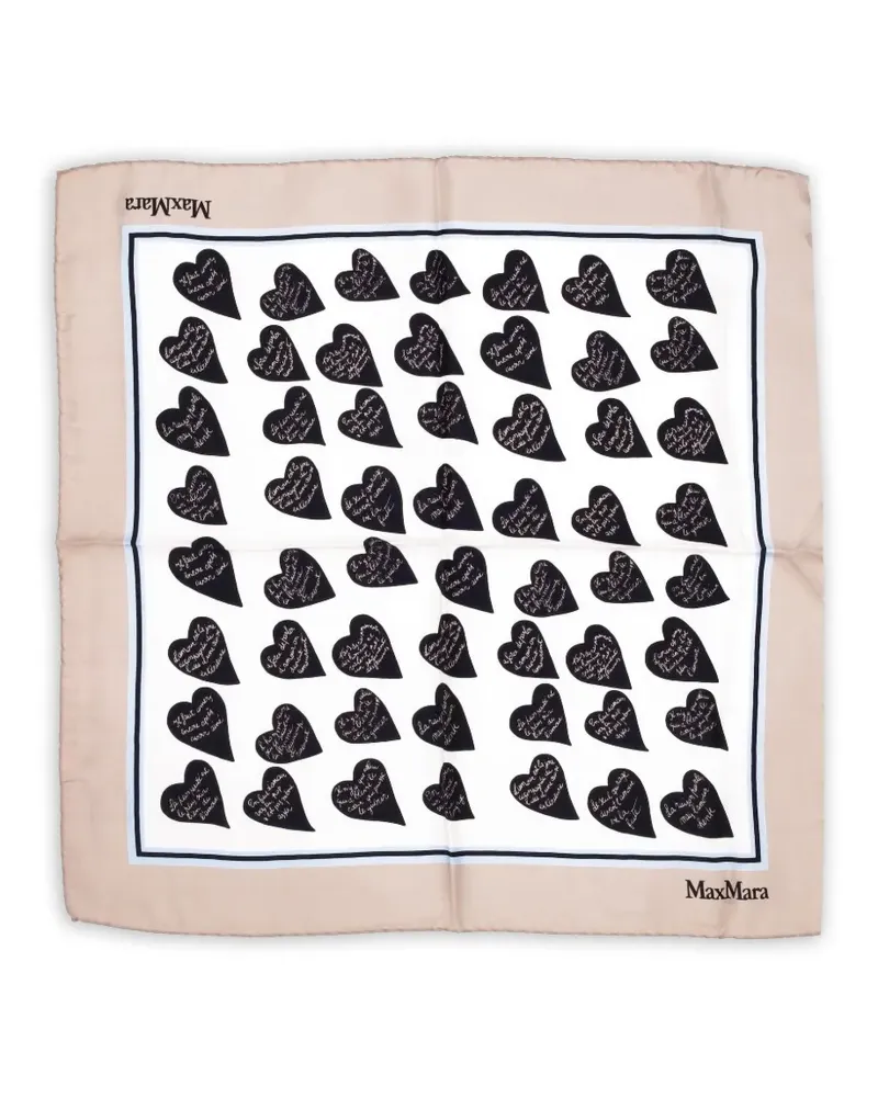 Max Mara Schal mit Herz-Print - Weiß Weiß