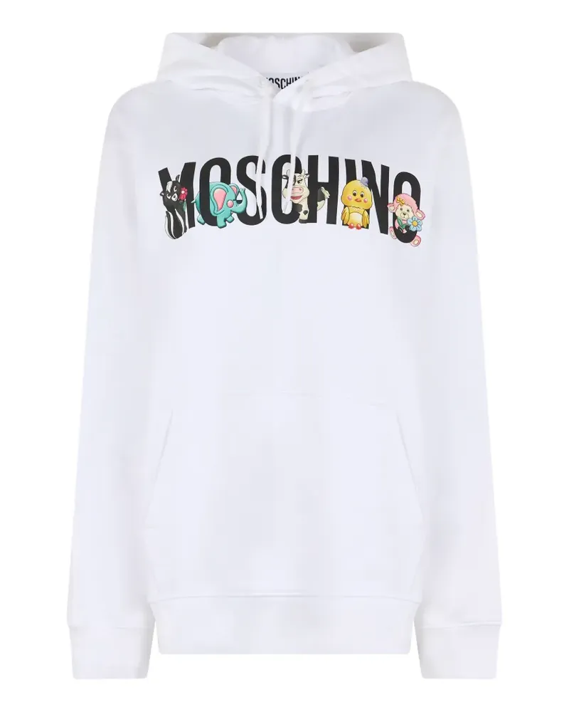 Moschino graphic-print drawstring hoodie - Weiß Weiß