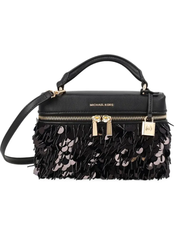Michael Kors Extra kleine Jana Umhängetasche mit Pailletten - Schwarz Schwarz