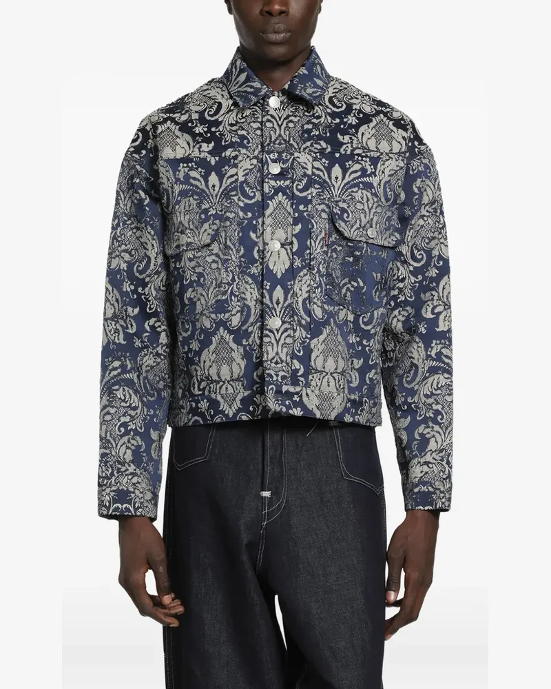 Junya Watanabe brocade cropped jacket - Blau Blau