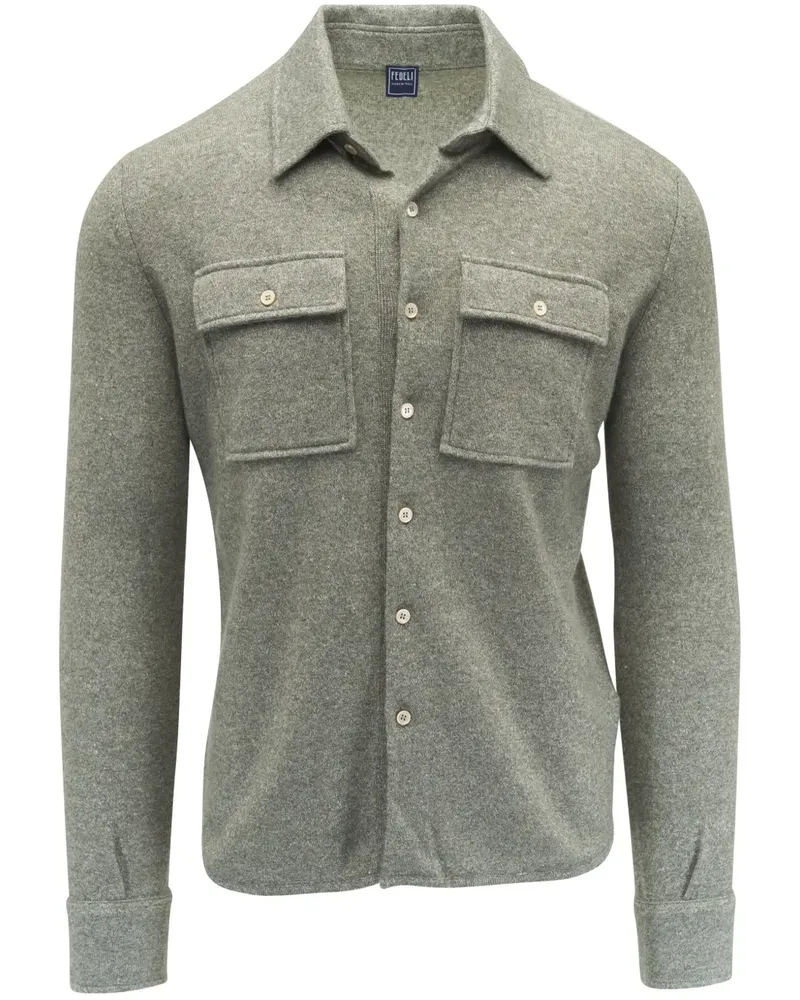 Fedeli Fein gestricktes Hemd - Grün Grün