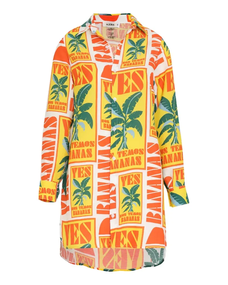 Amir Slama banana text-print mini dress - Weiß Weiß