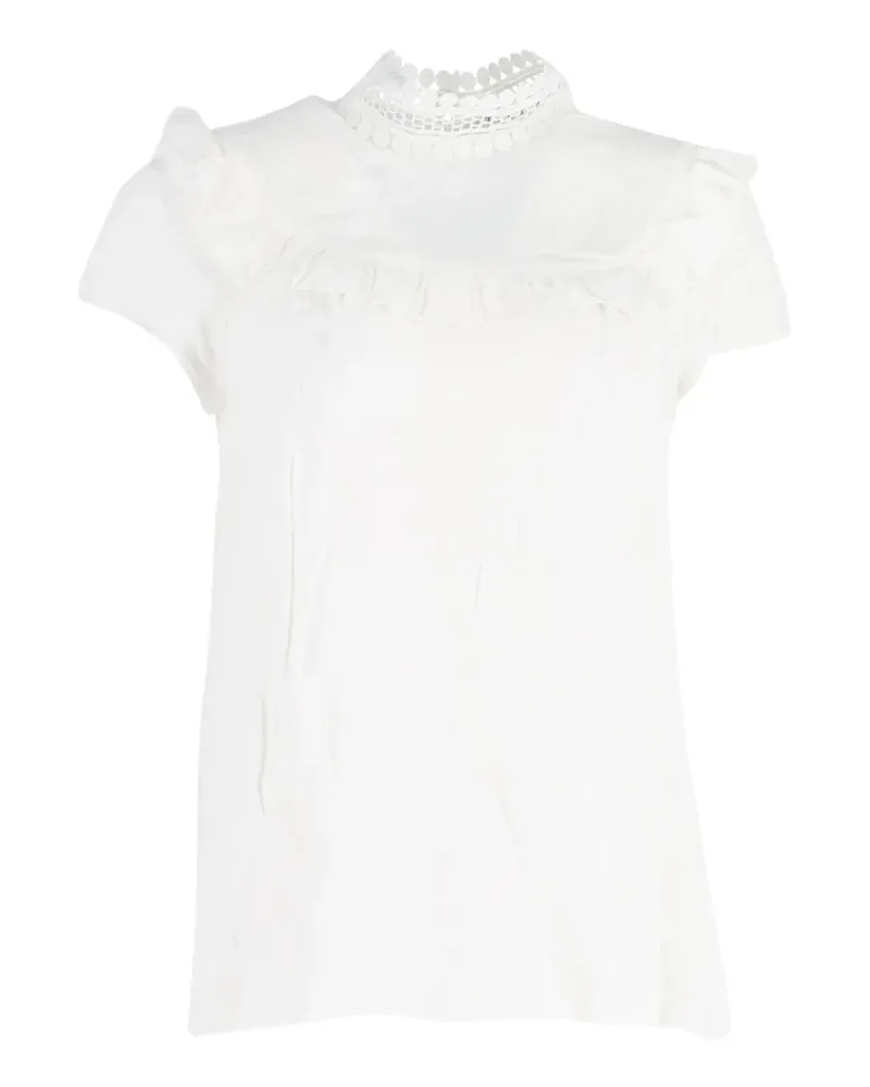 Sandro mock-neck ruffle blouse - Weiß Weiß