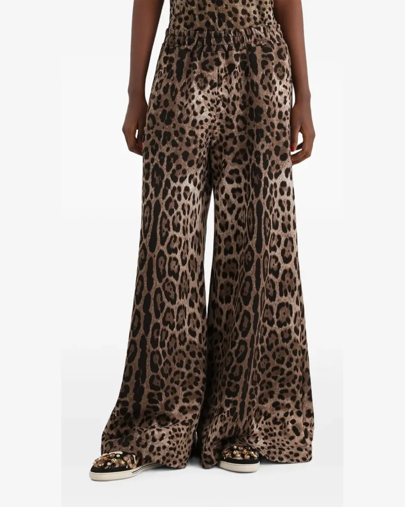 Dolce & Gabbana Fleecehose mit Leo-Print - Nude Nude
