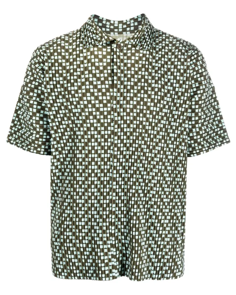 Issey Miyake Hemd mit grafischem Print - Grün Grün