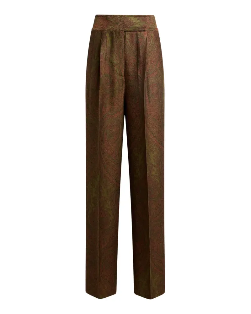 Etro wool-blend jacquard trousers with Paisley motif - Braun Braun