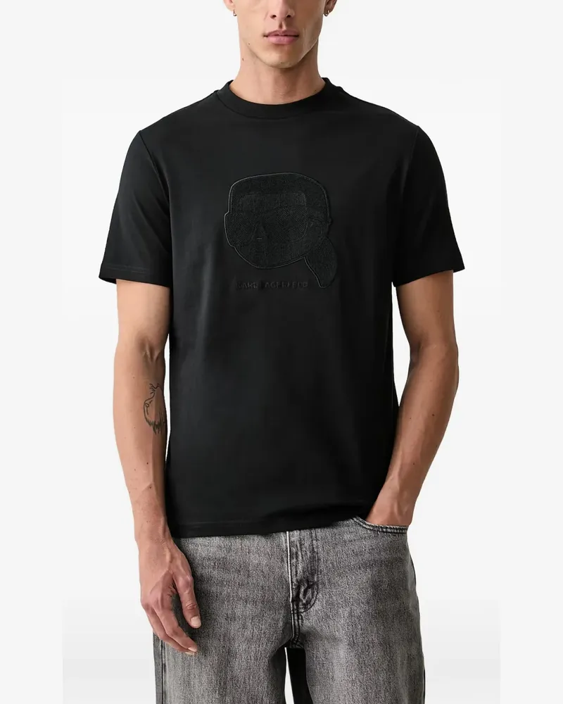 Karl Lagerfeld T-Shirt mit Ikonik-Patch - Schwarz Schwarz