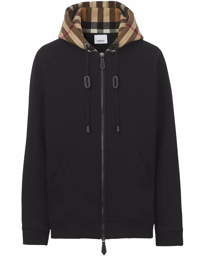 Burberry Hoodie mit kariertem Einsatz Schwarz