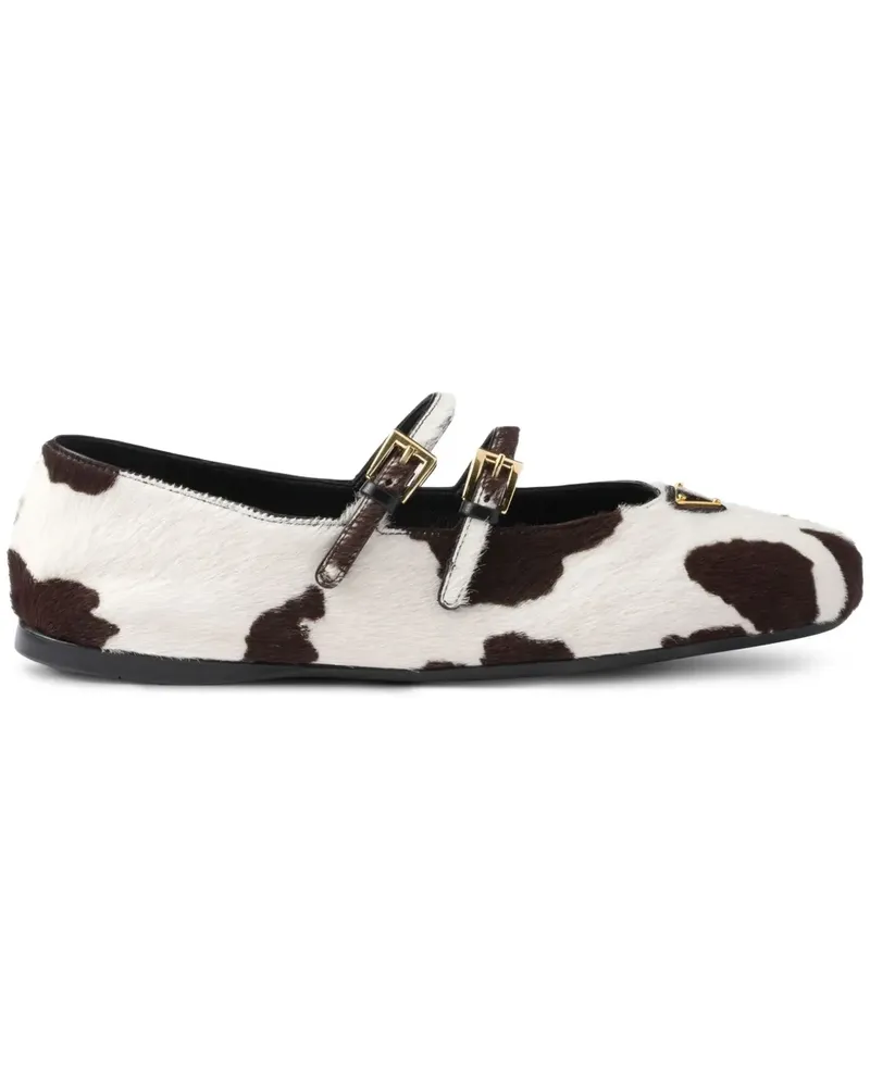 Prada Ballerinas mit Kuh-Print - Weiß Weiß
