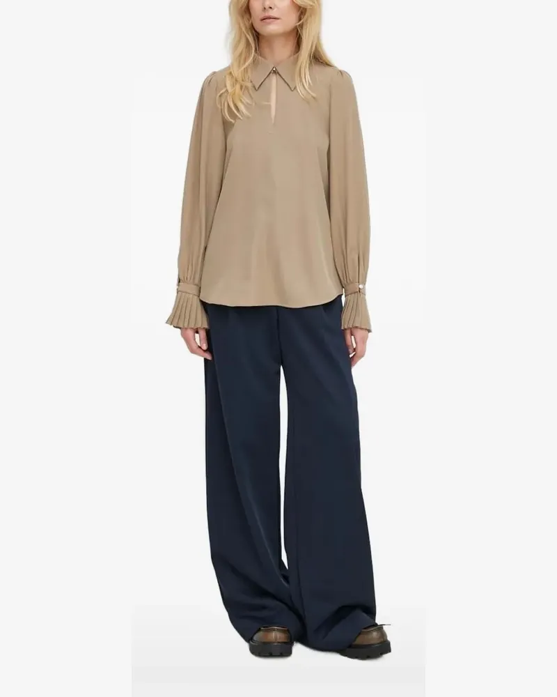 BRUUNS BAZAAR Bluse mit plissierten Bündchen - Nude Nude