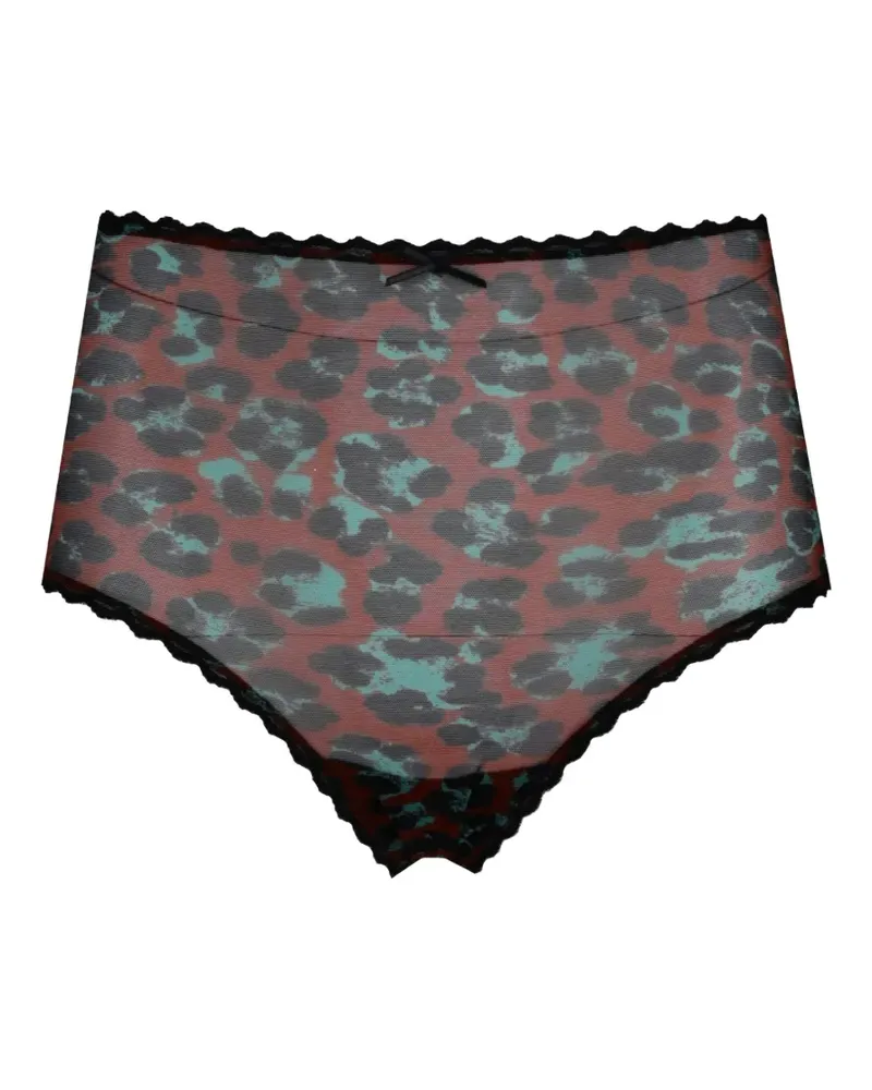 Laura Urbinati Slip mit Leopardenprint und Spitzenbesatz - Braun Braun