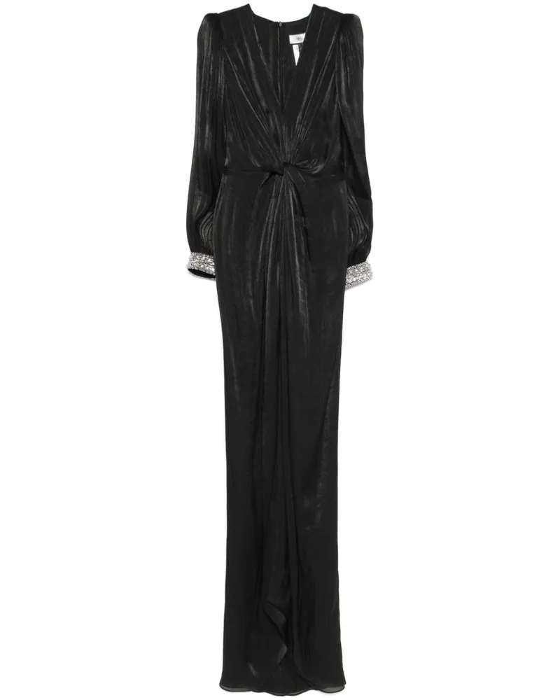 NISSA Plissiertes Maxikleid mit Twist-Detail - Schwarz Schwarz